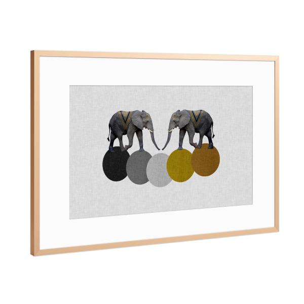 Poster mit Rahmen Kupfer "Elephant Circles" artboxONE - Tiere,Geometrie