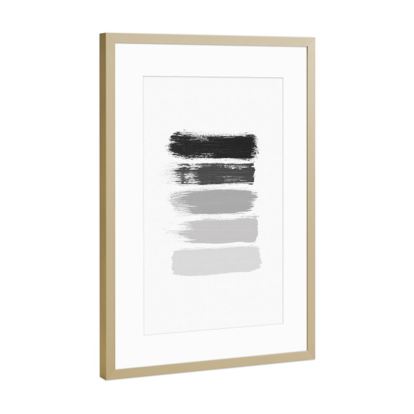 Poster mit Rahmen Gold "5 Shades Brushes" artboxONE - Abstrakt,Geometrie