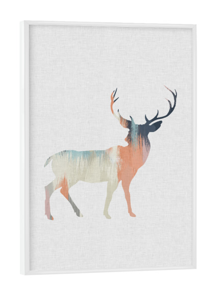 Poster mit weißem Rahmen "Brushed Deer" artboxONE - Natur,Für Kinder,Tiere,Abstrakt