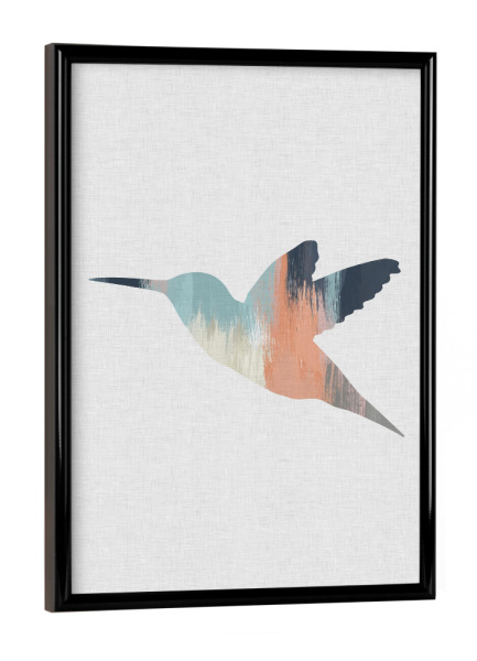 Poster mit schwarzem Rahmen "Brushed Hummingbird" artboxONE - Natur,Tiere,Abstrakt