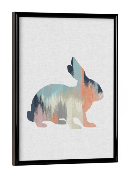 Poster mit schwarzem Rahmen "Brushed Rabbit" artboxONE - Natur,Tiere,Abstrakt