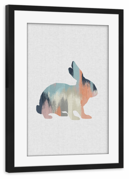 Poster mit Rahmen schwarz "Brushed Rabbit" artboxONE - Natur,Tiere,Abstrakt