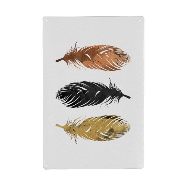 Holzbild "Copper And Golden Feathers" artboxONE - Natur,Tiere,Abstrakt - Federn,Gold,Kupfer,Schwarz