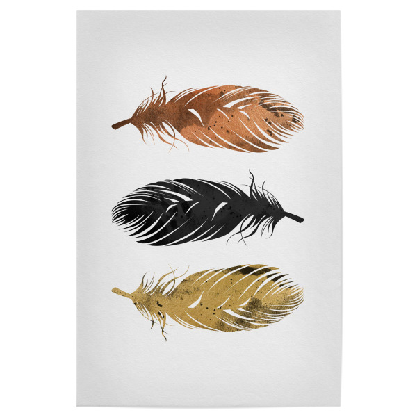 Poster 30x20 cm "Copper And Golden Feathers" artboxONE - Natur,Tiere,Abstrakt - Federn,Gold,Kupfer,Schwarz