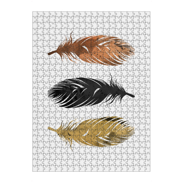 Puzzle Ravensburger "Copper And Golden Feathers" artboxONE - Natur,Tiere,Abstrakt - Federn,Gold,Kupfer,Schwarz - Bild federn