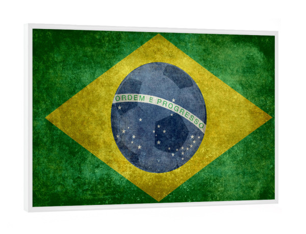Poster mit weißem Rahmen "Flag of Brazil" artboxONE - Reise,Sport / Fußball - Brazilien,Flagge,Fahne,Rio,Olympia