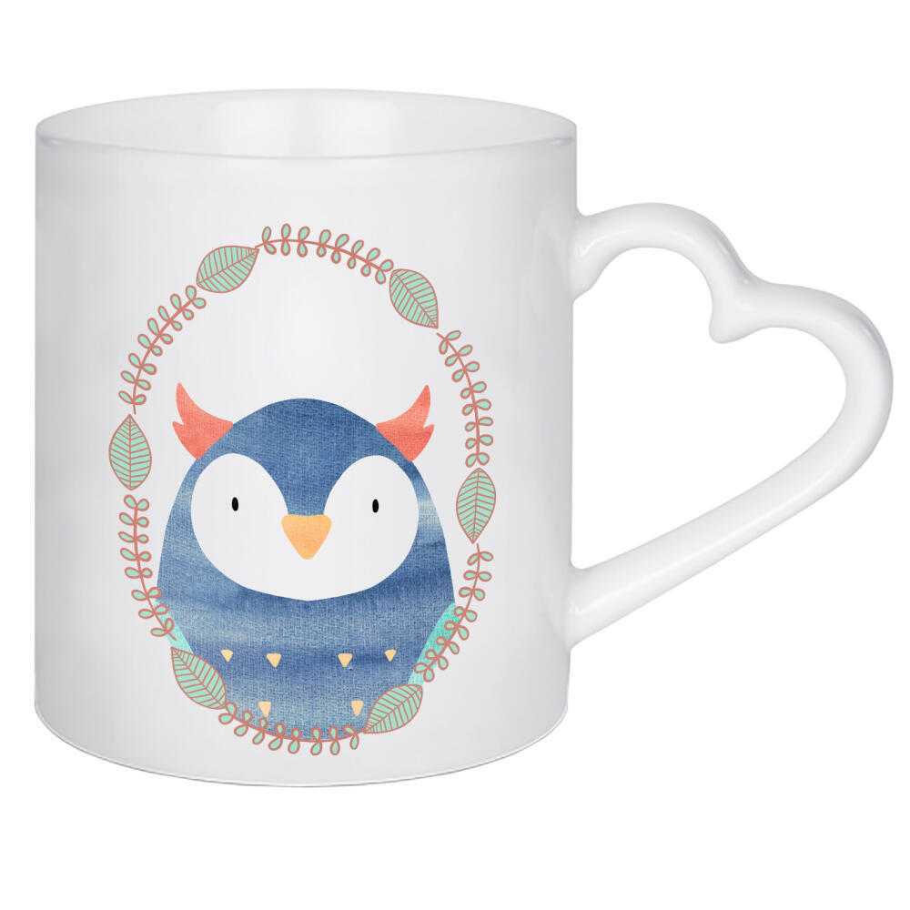 Herztasse "Kleine Eule mit Kranz" artboxONE - Natur,Für Kinder,Tiere,Comic