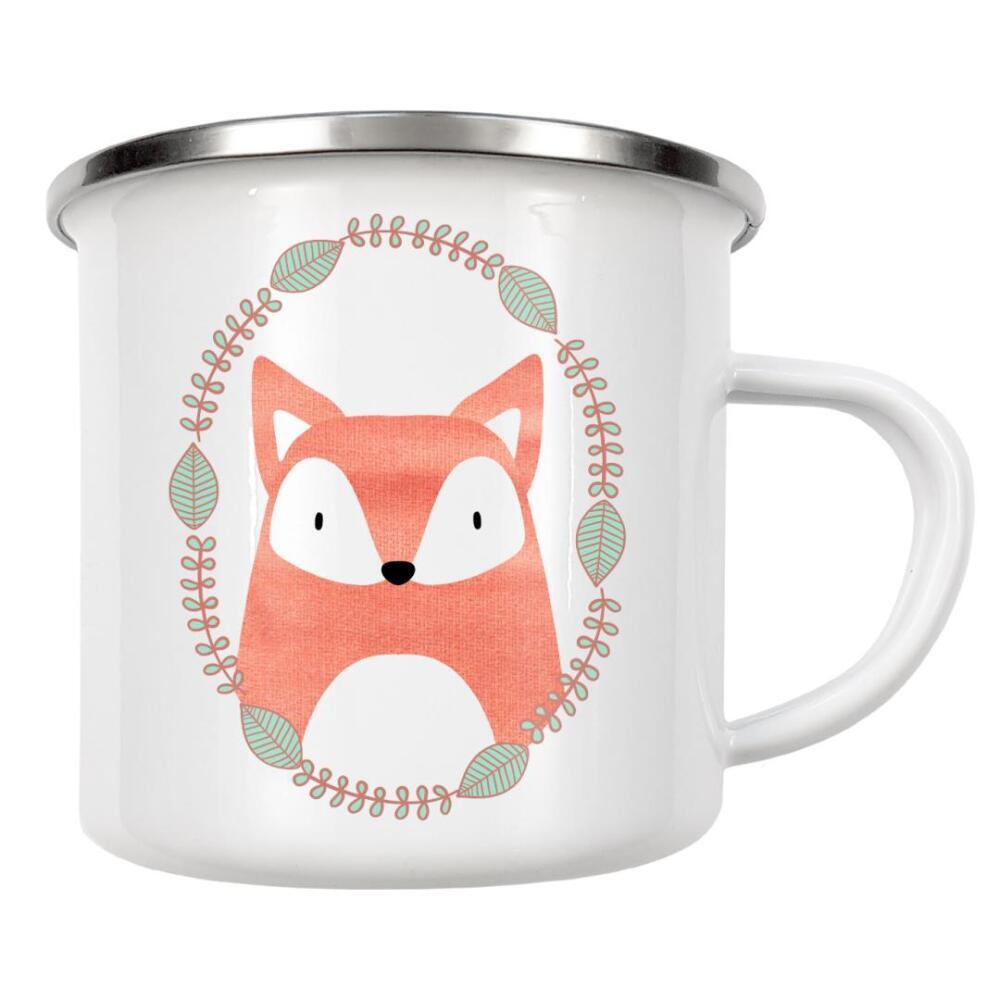 Emaille Tasse "Kleiner Fuchs mit Kranz" artboxONE - Natur,Für Kinder,Tiere,Comic
