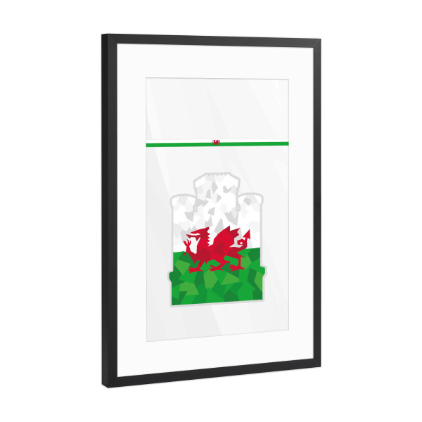 Poster mit Rahmen Schwarz (Metallic) "Wales" artboxONE - Reise,Sport / Fußball
