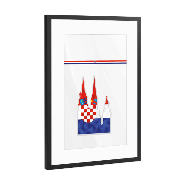 Poster mit Rahmen Schwarz (Metallic) "Europa Kroatien" artboxONE - Reise,Sport / Fußball - Em,Fußball,Weltmeister,Wanderlust,Länder