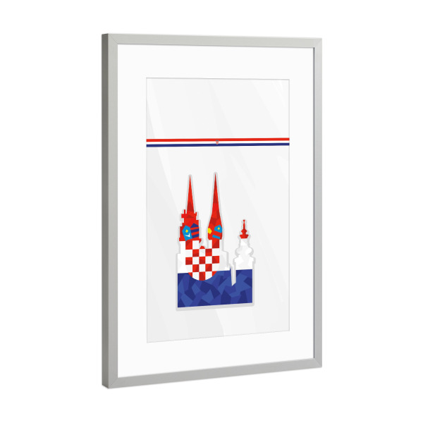 Poster mit Rahmen Silber "Europa Kroatien" artboxONE - Reise,Sport / Fußball - Em,Fußball,Weltmeister,Wanderlust,Länder