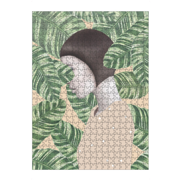 Puzzle Ravensburger "Flora" artboxONE - Floral,Abstrakt,Menschen - Frauenkörper,Silhouette,Bob frisur,Palmen,Blätter,Pastell,Punkte,Plkadots