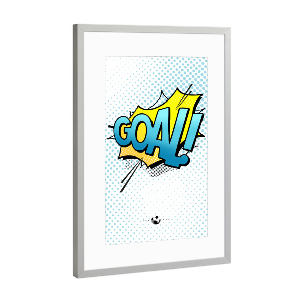 Poster mit Rahmen Silber "Goal 2" artboxONE - Typografie,Comic,Sport,Sport / Fußball - Ziel,Tor,Sport,Typografie,Typografie,Fussball,Fußball