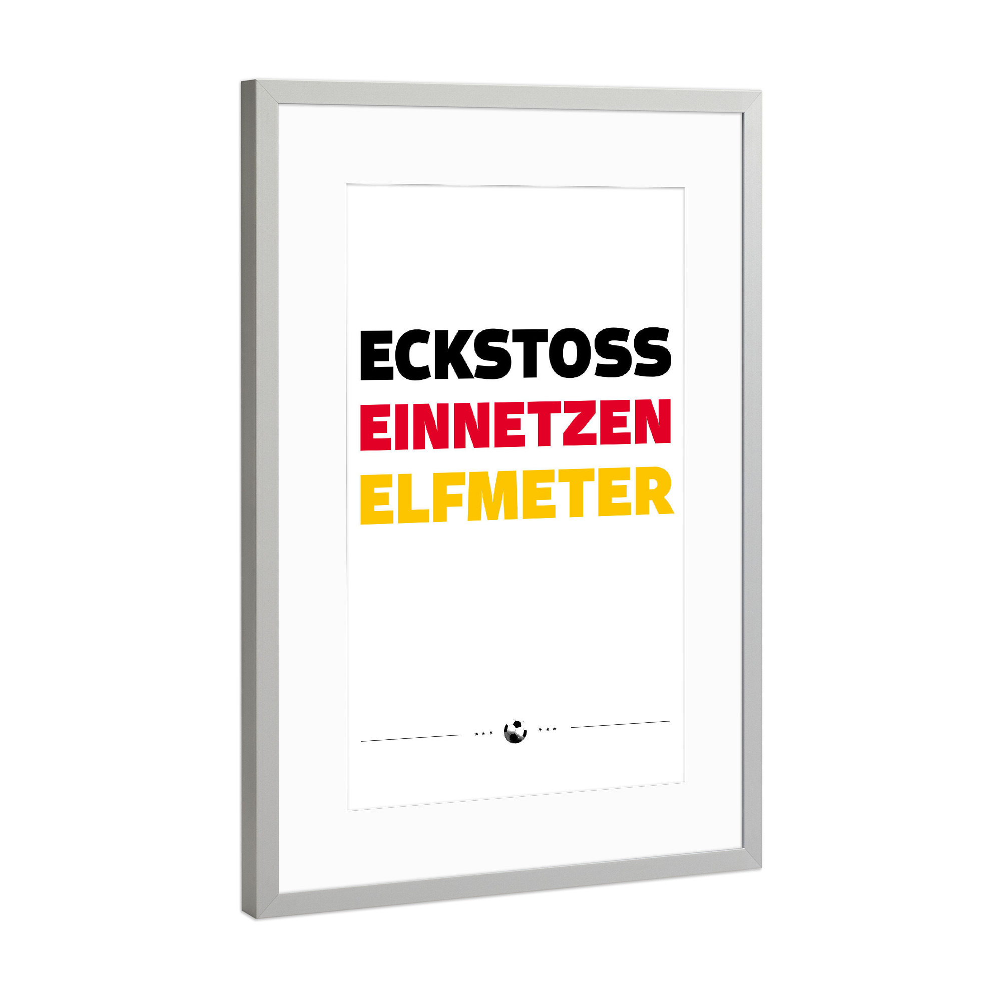 Poster mit Rahmen Silber "Eckstoss" artboxONE - Typografie,Sport / Fußball