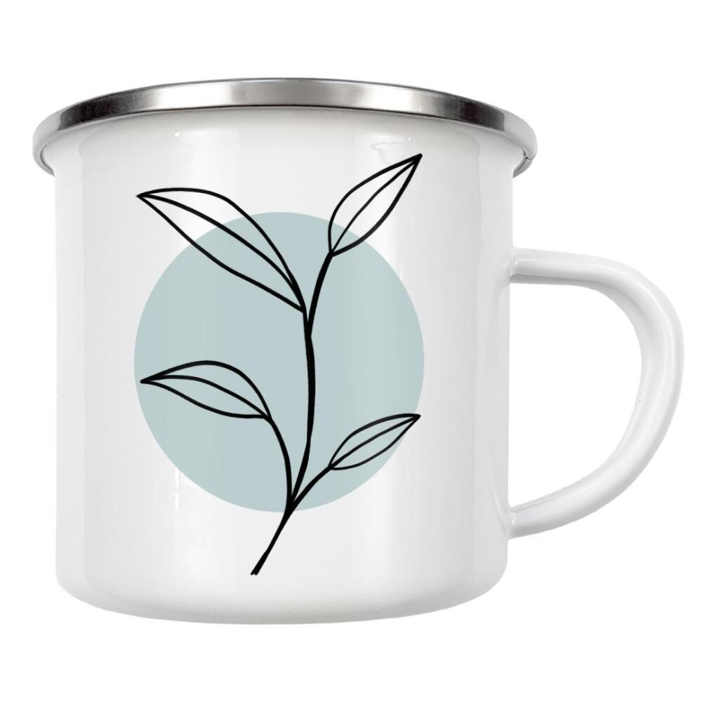 Emaille Tasse "First leaves" artboxONE - Natur,Floral,Abstrakt,Geometrie
