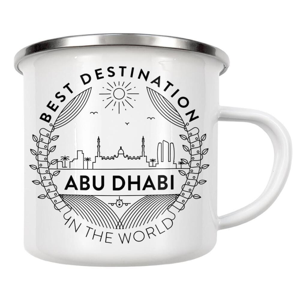 Emaille Tasse "Abu Dhabi Stadtabzeichen" artboxONE - Städte,Reise,Schwarzweiß