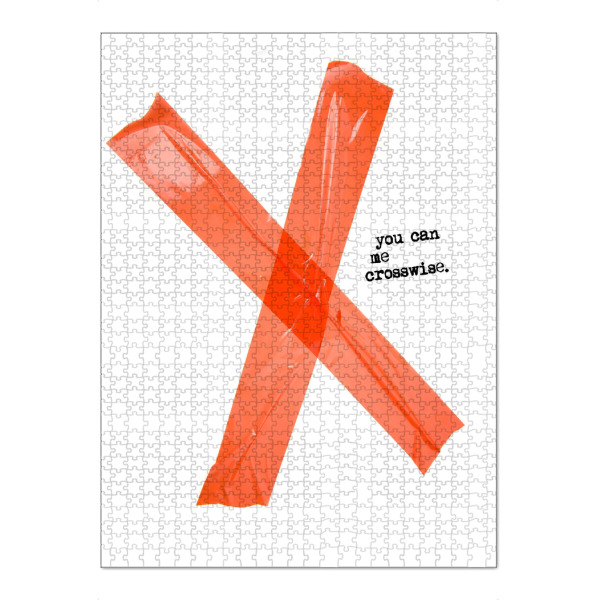 Puzzle Ravensburger "You Can Me Crosswise" artboxONE - Typografie - Kreuz,Klebeband,Tesa,Kleber,Kreuzweise,Denglisch,Denglish - Bild Kreuz