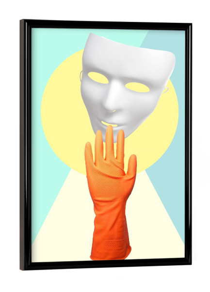 Poster mit schwarzem Rahmen "That is Funny" artboxONE - Fiktion - Maske,Hand,Kreis