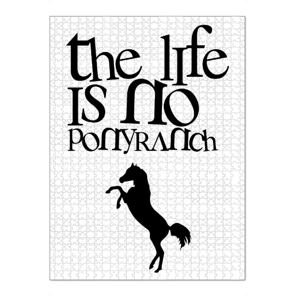 Puzzle Ravensburger "The Life Is No Ponyranch" artboxONE - Typografie,Tiere,Schwarzweiß