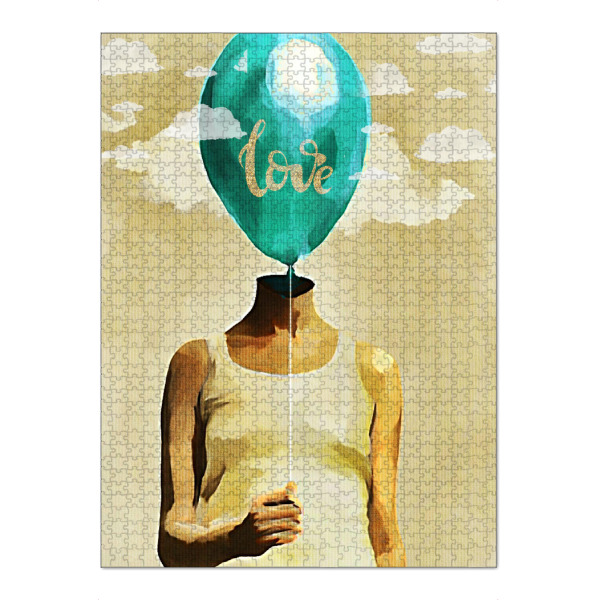 Puzzle Ravensburger "The Air to Beathe" artboxONE - Liebe - Balloon,Ballon,Verliebt,In love,Crush,Head,Think,Feel,Sky,Clouds,Woman,Nude,Skin
