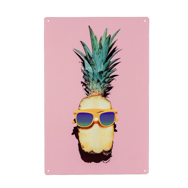 Metall Poster "Sunny Pineapple" artboxONE - Essen & Trinken,Fiktion,Festivals