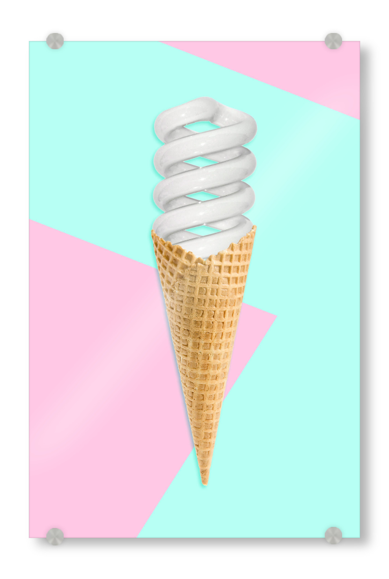 Acrylglasbild "Sugar Free" artboxONE - Geometrie,Fiktion - Eis,Waffel,Waffel,Eis,Eis,Glühbirne,Glühbirne