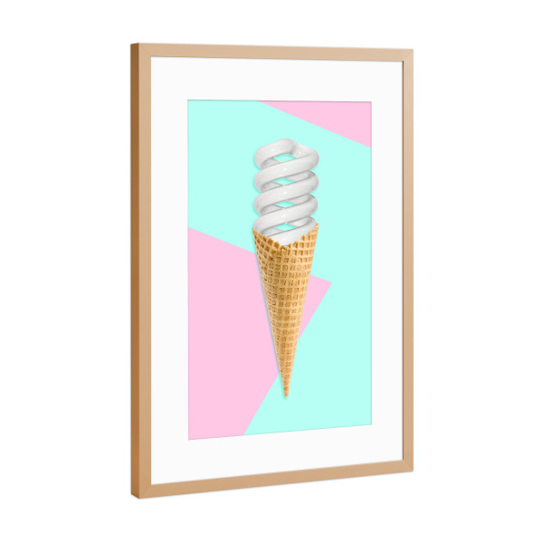 Poster mit Rahmen Kupfer "Sugar Free" artboxONE - Geometrie,Fiktion - Eis,Waffel,Waffel,Eis,Eis,Glühbirne,Glühbirne