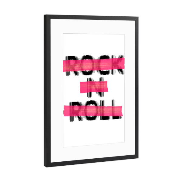 Poster mit Rahmen Schwarz (Metallic) "Rockini Roll" artboxONE - Typografie - Typo,Lettering,Grafisch,Denglish,Graphic,Funny,Lustig,Rock,Roll