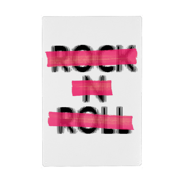 Metall Poster "Rockini Roll" artboxONE - Typografie - Typo,Lettering,Grafisch,Denglish,Graphic,Funny,Lustig,Rock,Roll - Blechschild