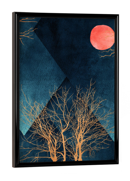 Poster mit schwarzem Rahmen "Moon Dancer" artboxONE - Abstrakt,Geometrie,Geometrie - Kreise,Mond,Sonne,Baum,Baum,Kreise