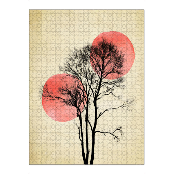 Puzzle Ravensburger "Moon and Sun Hiding" artboxONE - Natur,Floral,Abstrakt - Kreise,Mond,Sonne,Baum,Tree,Circles - Bild Kreise