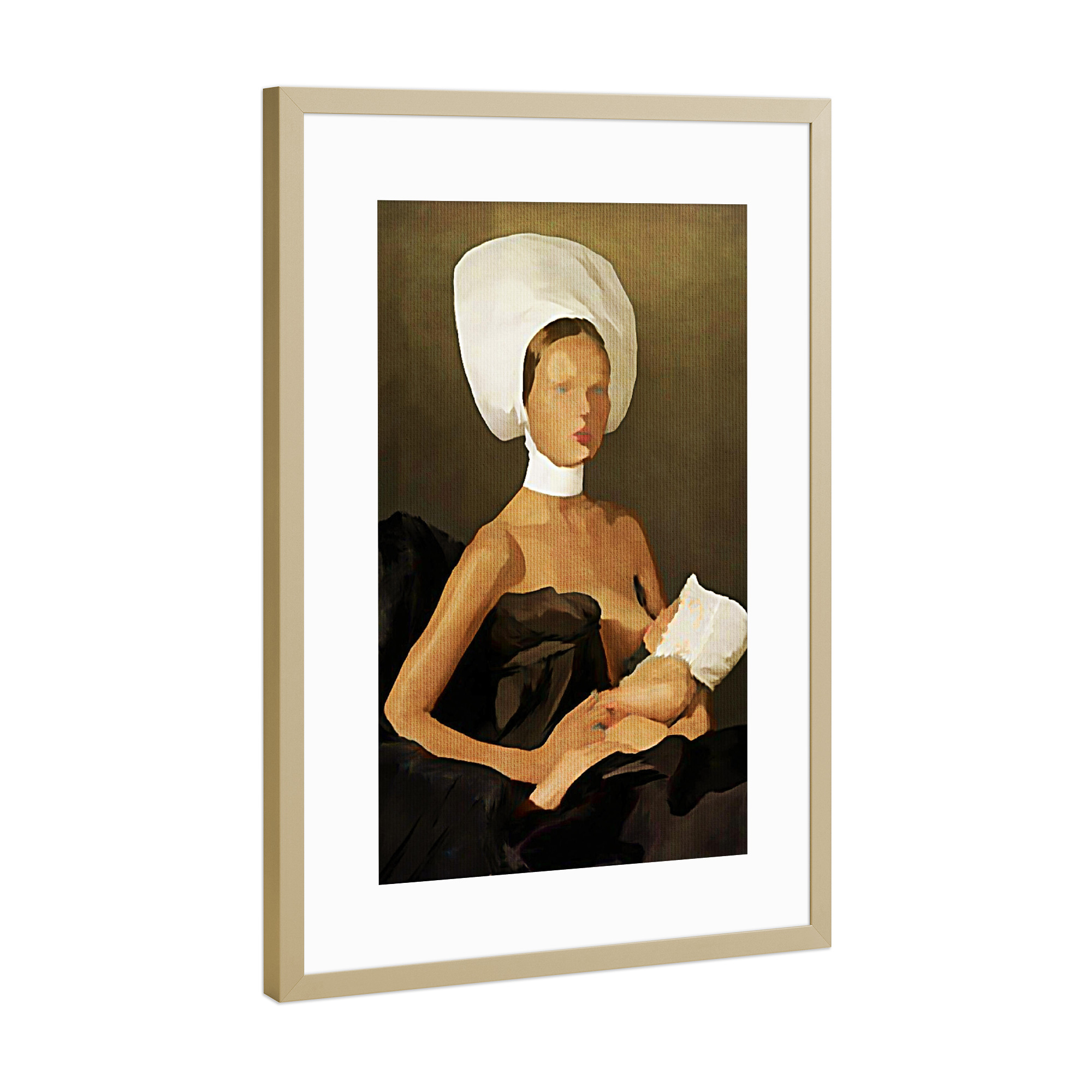 Poster mit Rahmen Gold "Milky Dreams" artboxONE - Menschen - Brust,Brüste,Nippel,Sexy,Mutter,Mutter,Titten,Titten,Nippel,Baby,Milch,Milch
