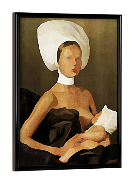 Poster mit schwarzem Rahmen "Milky Dreams" artboxONE - Menschen - Brust,Brüste,Nippel,Sexy,Mutter,Mutter,Titten,Titten,Nippel,Baby,Milch,Milch