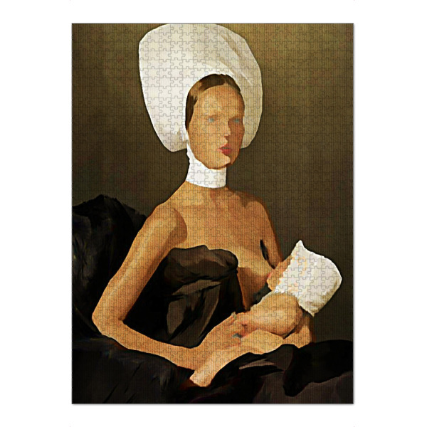 Puzzle Ravensburger "Milky Dreams" artboxONE - Menschen - Brust,Brüste,Nippel,Sexy,Mutter,Mutter,Titten,Titten,Nippel,Baby,Milch,Milch - Bild Brust