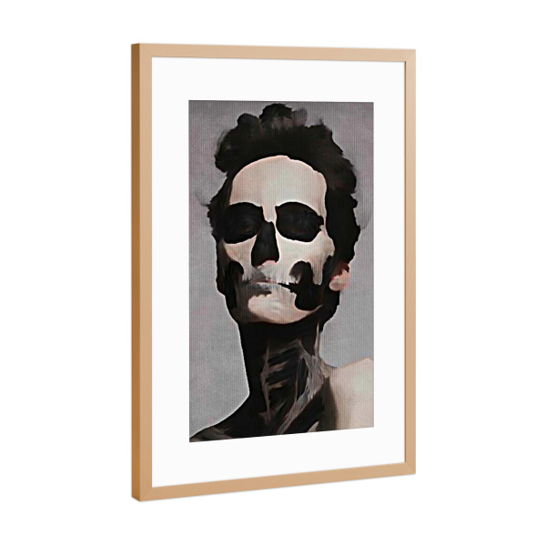 Poster mit Rahmen Kupfer "Mexican Mascarade dos Muertos" artboxONE - Schwarzweiß,Fashion,Fiktion - Model,Totenkopf,Skull,Metal,Death,Tod