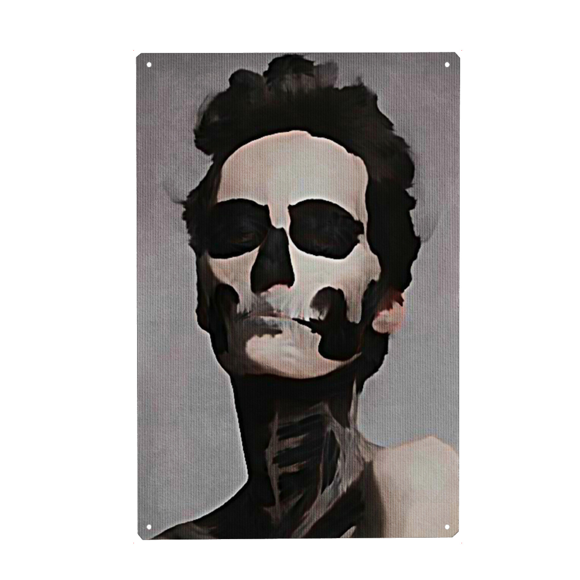 Holzbild "Mexican Mascarade dos Muertos" artboxONE - Schwarzweiß,Fashion,Fiktion - Model,Totenkopf,Skull,Metal,Death,Tod