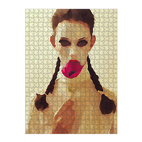 artboxONE Puzzle "Lollipop Poppy" artboxONE - Fashion - Frau,Frau,Lecken,Lecken,Zöpfe,Zöpfe,Lutscher,Lolli,Hand - Bild Frau