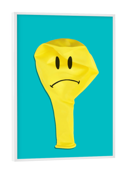 Poster mit weißem Rahmen "Little Sad Balloon" artboxONE - Comic,Fiktion - Smiley,Lächeln,Ballon,Ballon,Flach,Flach,Traurig,Traurig