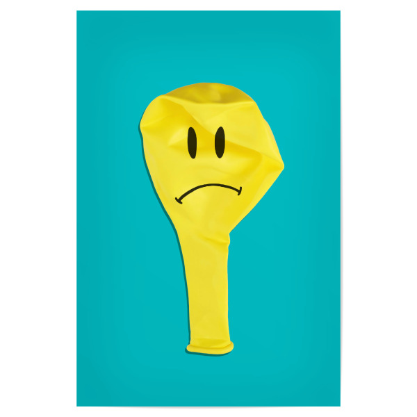 Poster 30x20 cm "Little Sad Balloon" artboxONE - Comic,Fiktion - Smiley,Lächeln,Ballon,Ballon,Flach,Flach,Traurig,Traurig