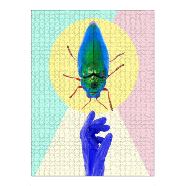 Puzzle Ravensburger "La Cucaracha" artboxONE - Tiere,Geometrie,Fiktion - Insekt,Kakerlake,Hand,Handschuh,Cockroach,Käfer,Bug,Hand,Gloves