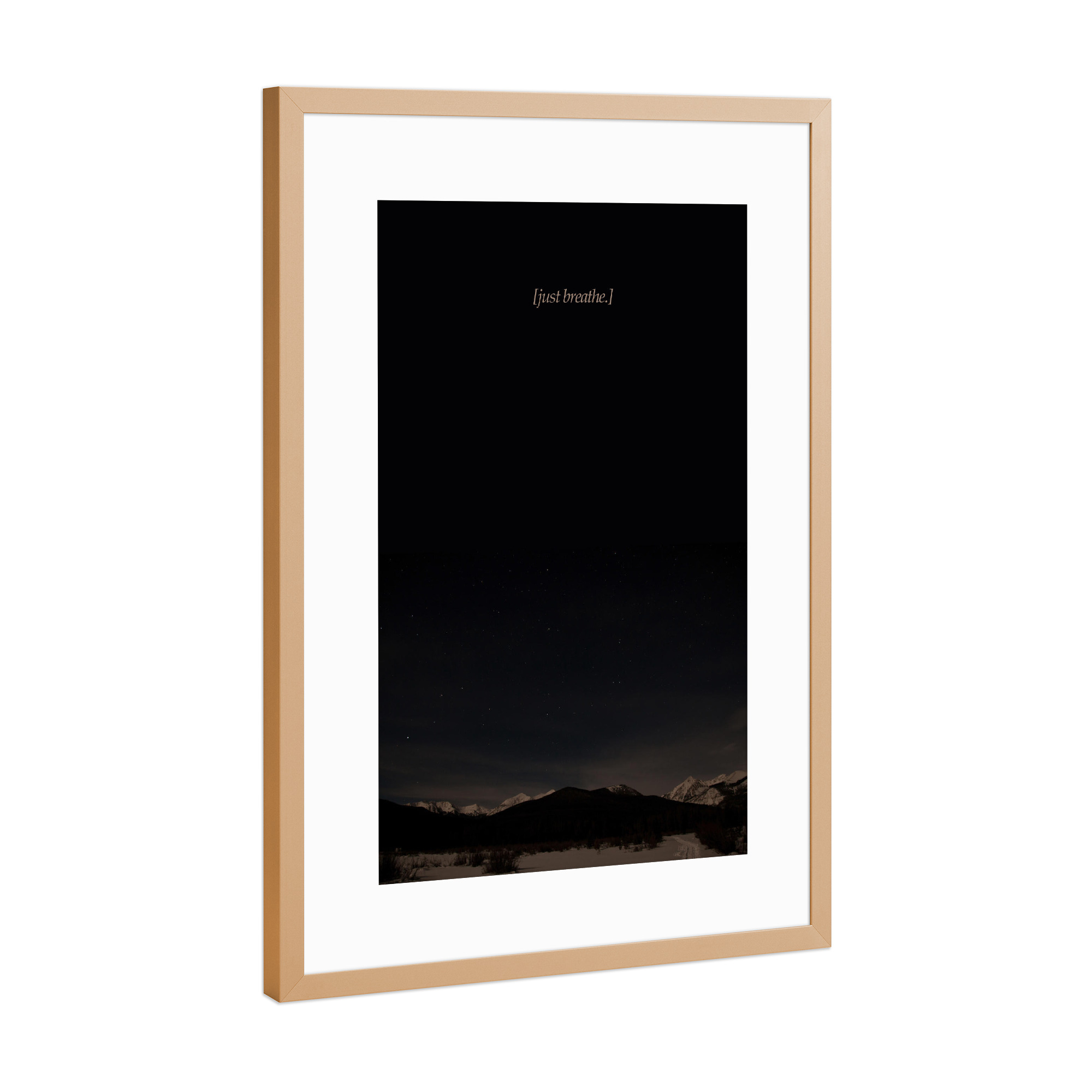 Poster mit Rahmen Kupfer "Just Breathe 2" artboxONE - Typografie