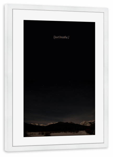 Poster mit Rahmen weiß "Just Breathe 2" artboxONE - Typografie