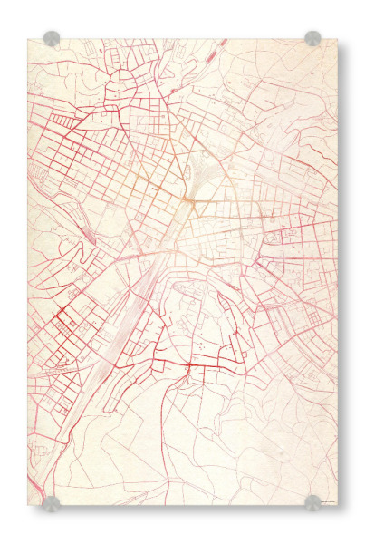 Acrylglasbild "Winterthur Schweiz II" artboxONE - Städte,Reise - Städte,Stadtkarte,Wasserfarbe