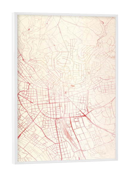Poster mit weißem Rahmen "Wiesbaden Deutschland II" artboxONE - Städte,Reise - Städte,Stadtkarte,Wasserfarbe