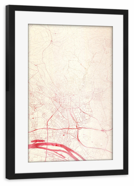 Poster mit Rahmen schwarz "Wiesbaden Deutschland I" artboxONE - Städte,Reise - Städte,Stadtkarte,Wasserfarbe