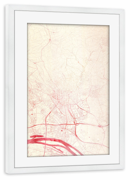 Poster mit Rahmen weiß "Wiesbaden Deutschland I" artboxONE - Städte,Reise - Städte,Stadtkarte,Wasserfarbe