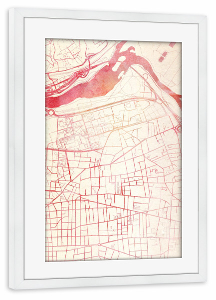 Poster mit Rahmen weiß "Villeurbanne Frankreich II" artboxONE - Städte,Reise - Städte,Stadtkarte,Wasserfarbe