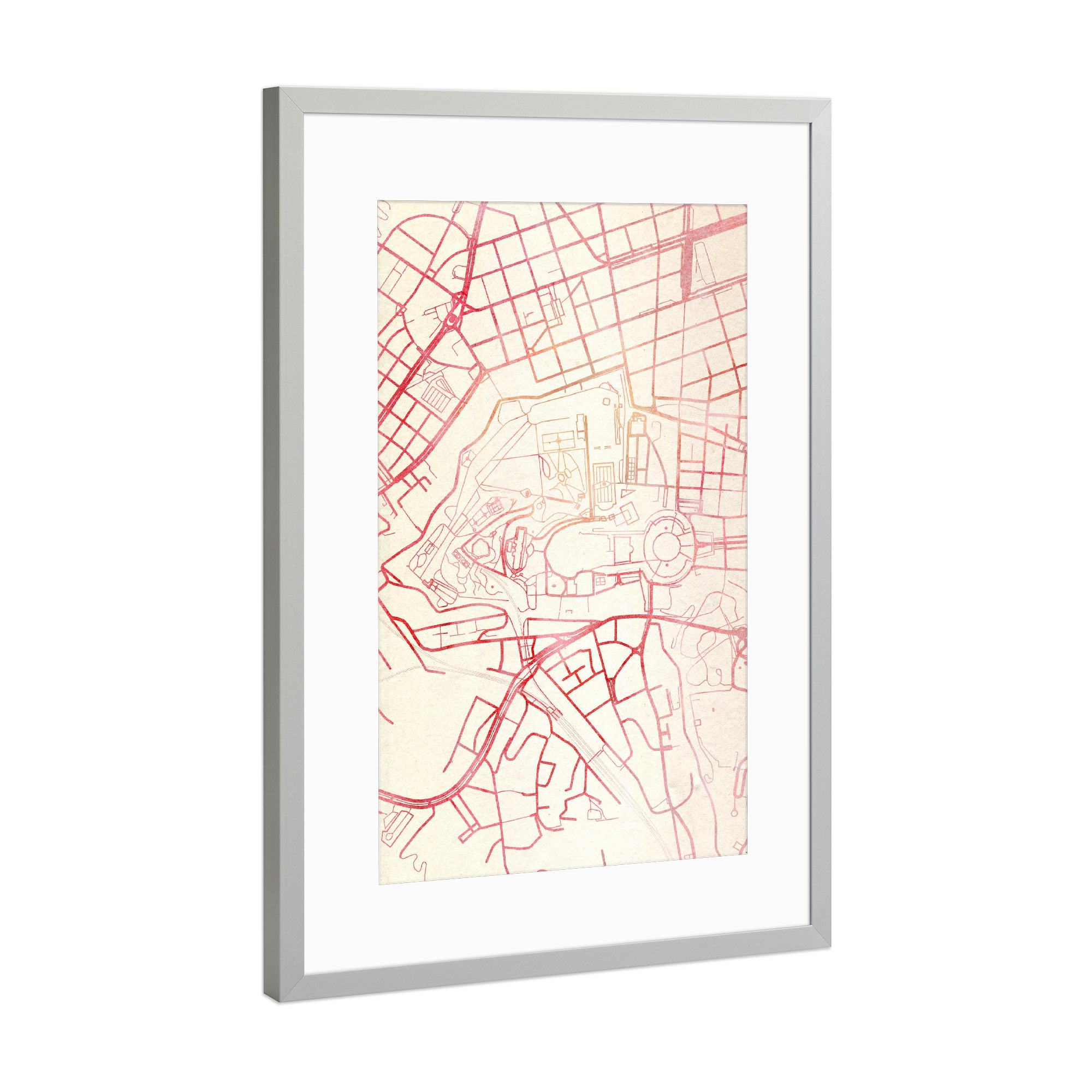 Poster mit Rahmen Silber "Vatikanstadt I" artboxONE - Städte,Reise - Städte,Stadtkarte,Wasserfarbe