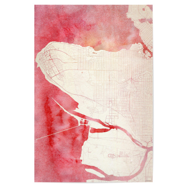 Poster "Vancouver Kanada II" artboxONE - Städte,Reise - Städte,Stadtkarte,Wasserfarbe