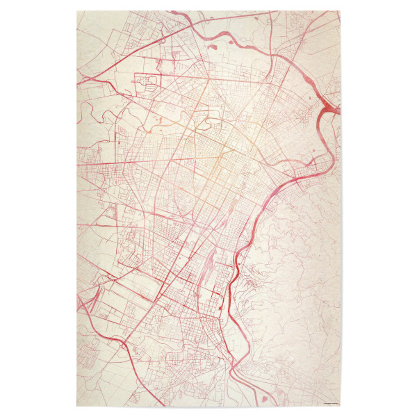 Poster 30x20 cm "Turin Italien I" artboxONE - Städte,Reise - Städte,Stadtkarte,Wasserfarbe